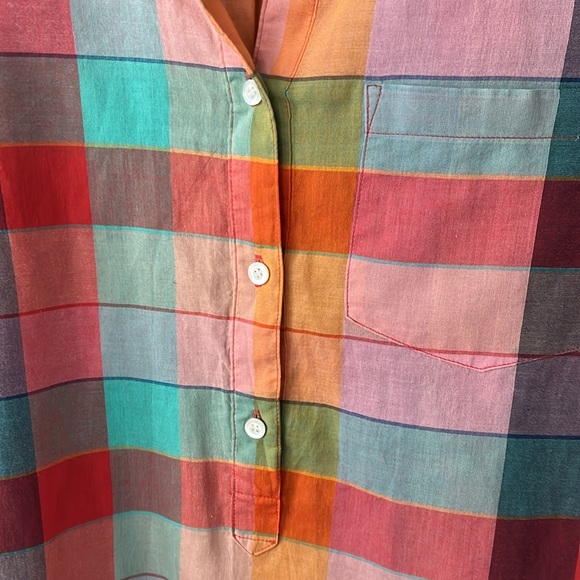 J. Crew Rainbow Vintage Plaid Tunic Lightweight Blouse - Picture 6 of 8